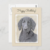 Flachbeschichtetes Retriever-Gemälde - Originale H Postkarte (Vorne/Hinten)