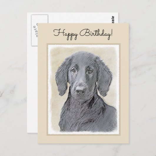 Flachbeschichtetes Retriever-Gemälde - Originale H Postkarte (Vorne/Hinten)