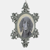 Flachbeschichtetes Retriever-Gemälde - Originale H Schneeflocken Zinn-Ornament (Links)