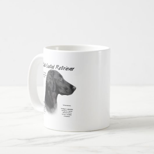 Flachbeschichtetes Retriever-History-Design Kaffeetasse (Vorderseite Links)