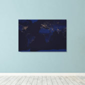 Flachbild-Karte der Erde, auf der die Lichter der Leinwanddruck (Insitu (Holzboden))