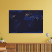 Flachbild-Karte der Erde, auf der die Lichter der Leinwanddruck (Insitu (Wohnzimmer))