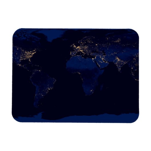 Flachbild-Karte der Erde, auf der die Lichter der  Magnet (Horizontal)