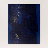 Flachbild-Karte der Erde, auf der die Lichter der  Puzzle (Vertikal)