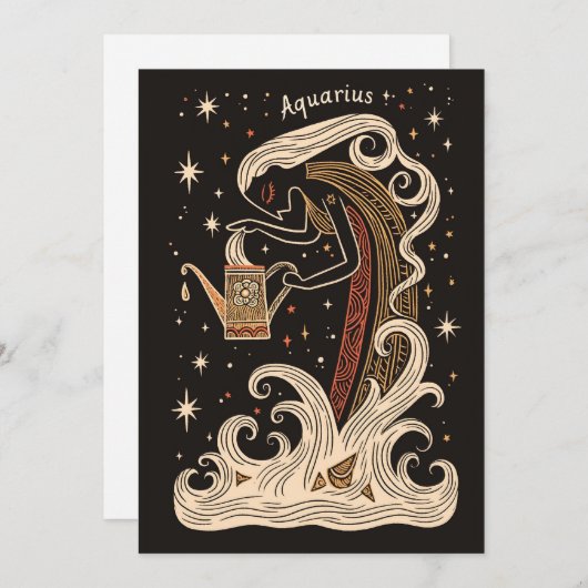 Flachbildschirm - Aquarius Celestial Feiertagskarte (Vorne/Hinten)