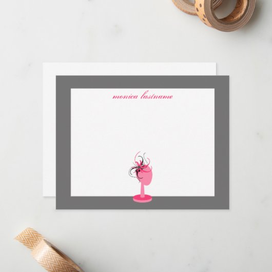 Flachbildschirm - Pink & Black Fascinator Mitteilungskarte (Vorderseite/Rückseite Beispiel)