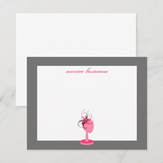 Flachbildschirm - Pink & Black Fascinator Mitteilungskarte (Vorne/Hinten)