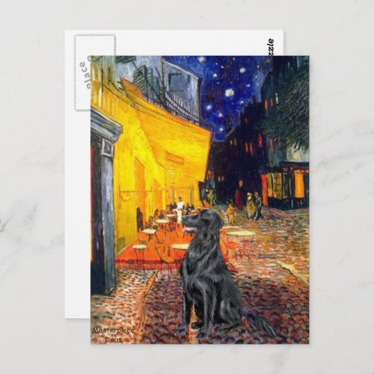 Flachbildschirm Retriever 1 - Terrassencafé Postkarte (Vorne/Hinten)