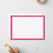 Flachbildschirm, rosa Glitzer, Rand Mitteilungskarte (Vorderseite/Rückseite Beispiel)