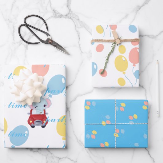 Flachblatt-Set aus Mustervordruck von 3 Geschenkpapier Set (Vorderseite)