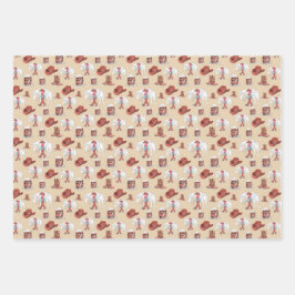 Flachblatt-Set für 3 Western Geschenkpapier Set