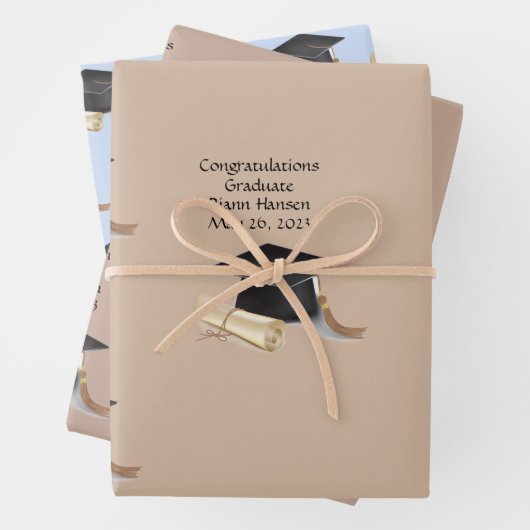 Flachblatt-Set für Graduierungspapier 3 Geschenkpapier Set (Beispiel)