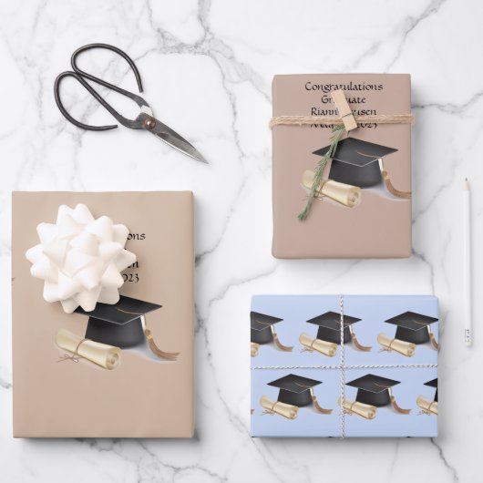 Flachblatt-Set für Graduierungspapier 3 Geschenkpapier Set (Vorderseite)