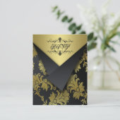 FLACHBLICK - RSVP-Karte für Schwarz und Gold 2 RSVP Karte (Stehend Vorderseite)