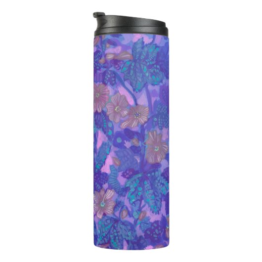 Flachblüten, Malva-Blume Blumenbilder Lila Thermosbecher (Nach rechts gedreht)