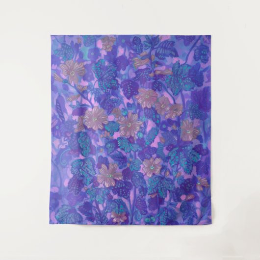 Flachblüten, Malva-Blume Blumenbilder Lila Wandteppich (Vorderseite)