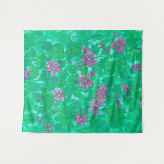 Flachblüten, Malva Blume Sommerblütenbilder Wandteppich (Vorderseite (Horizontal))