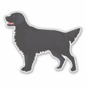 Flachcoate Retriever in Black Dog Rasse Silhouette Aufkleber (Vorderseite)