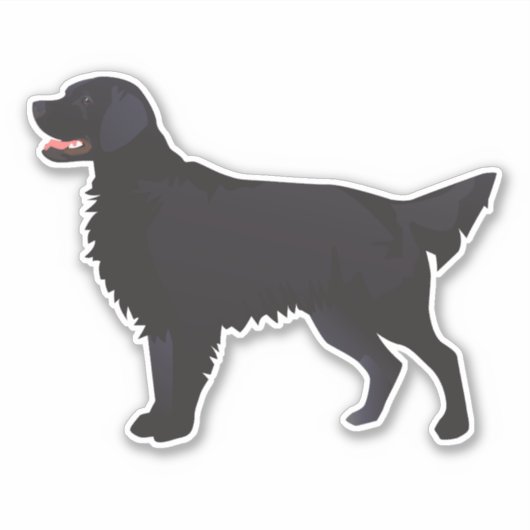 Flachcoate Retriever in Black Dog Rasse Silhouette Aufkleber (Vorderseite)