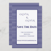 Flache blau-weiß gestreifte Flachkarte (Vorne/Hinten)