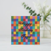 Flache Card Regenbogenquadrate, Regenbogen glückli (Stehend Vorderseite)