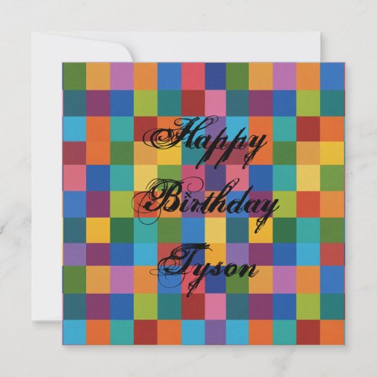 Flache Card Regenbogenquadrate, Regenbogen glückli (Vorderseite)