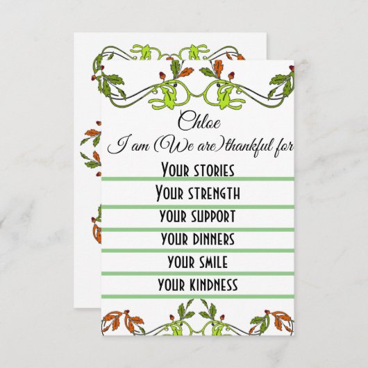 Flache Dankeskarte (Vorne/Hinten)