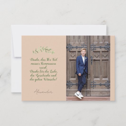 Flache Dankeskarte Kommunion Konfirmation retro (Vorderseite)