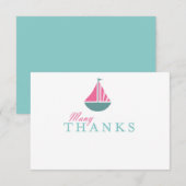 Flache die SeeSegelboot-Mädchen-Babyparty danken Dankeskarte (Vorne/Hinten)