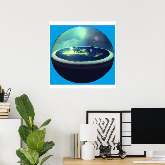 flache Erde mit Kuppelposter Poster (Heimbüro)