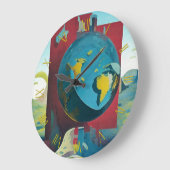 flache Erde. Moderne Kunst Große Wanduhr (Winkel)