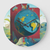 flache Erde. Moderne Kunst Große Wanduhr (Vorderseite)