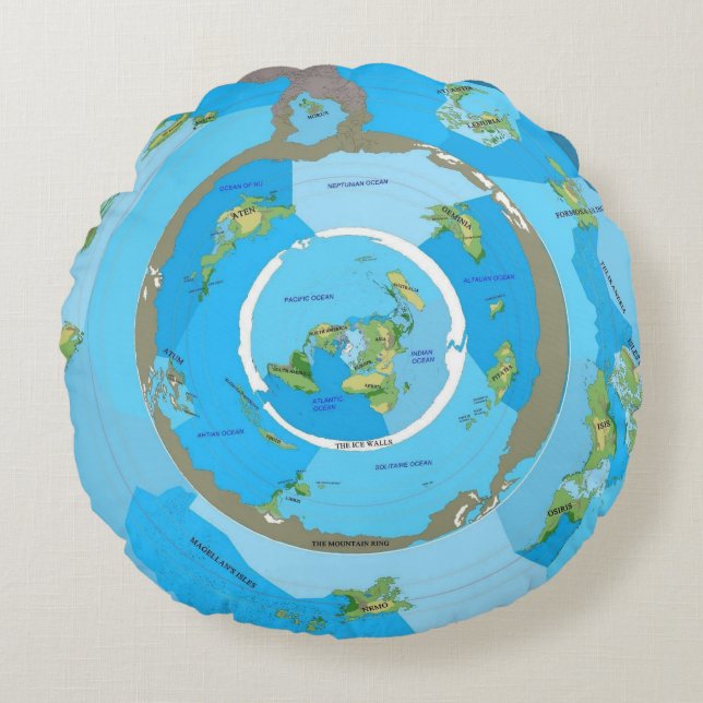 Flache Erde  Rundes Kissen (Vorderseite)