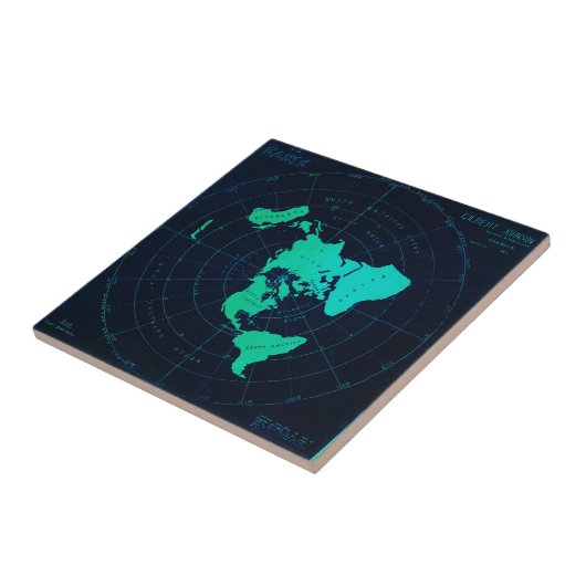 Flache Erdkarte (Azimuthal äquidistante Fliese (Seite)