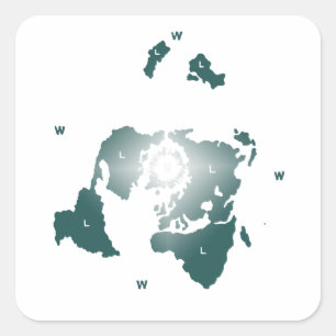 Flache Erdkarte, Azimuthal äquidistante Karte Quadratischer Aufkleber