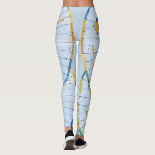 Flache Erdkarte - Azimuthal äquidistante Leggings (Rückseite)