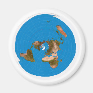 Flache Erdkarte - Azimuthal äquidistante Magnet