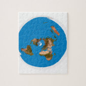 Flache Erdkarte - Azimuthal äquidistante Puzzle (Vertikal)