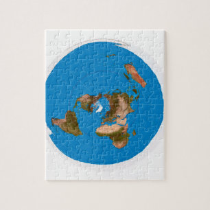 Flache Erdkarte - Azimuthal äquidistante Puzzle