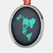 Flache Erdkarte (Azimuthal äquidistante Silbernes Ornament (Links)