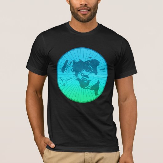 Flache Erdkarte - Azimuthal äquidistante T-Shirt (Vorderseite)
