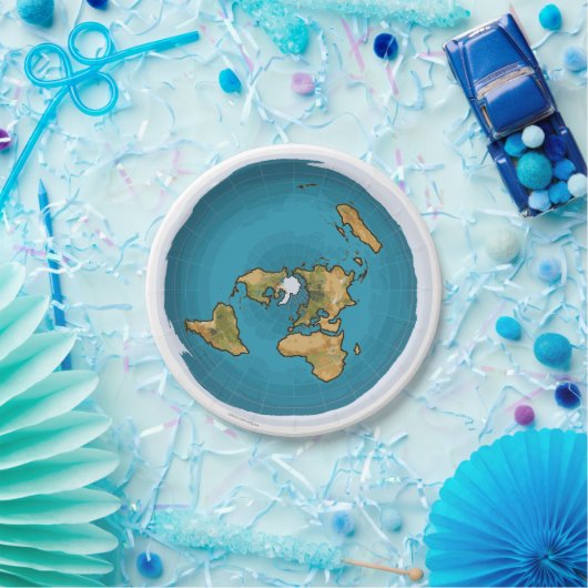 Flache Erdkarte Pappteller (Party)