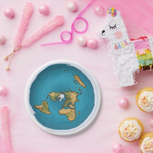 Flache Erdkarte Pappteller (Party)