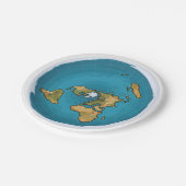 Flache Erdkarte Pappteller (Schrägansicht)