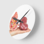 Flache Hand, die vorbildliche menschliche Niere Runde Wanduhr (Winkel)