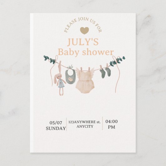 Flache Karte BABY SHOWER (Vorderseite)