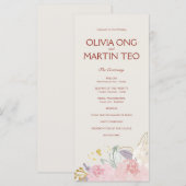Flache Karte Elegante Blumenhochzeits-Programm-Ein (Vorne/Hinten)