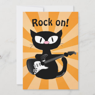 Flache Karte - Rock on! Gitarren-Rocker-Katze