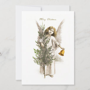 FLACHE KARTE: VINTAGE CHRISTMAS ANGEL EINLADUNG
