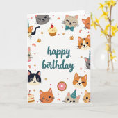 Flache Katzen-Geburtstagskarte Karte (Gelbe Blume)